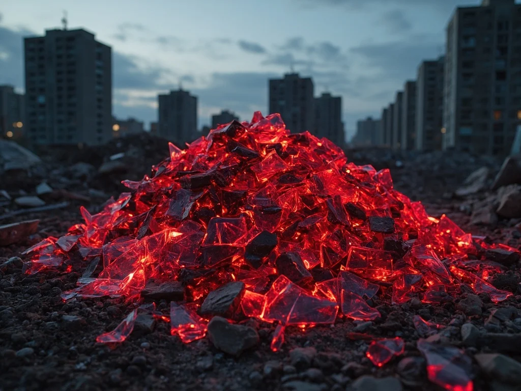 AI segmentation mask over a construction debris pile on a construction site