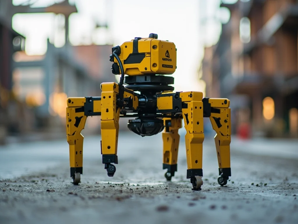 Four-legged ground inspection robot on a construction site
