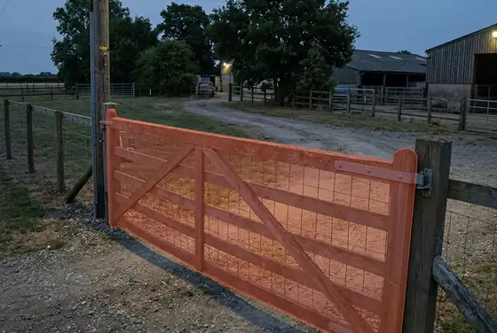 AI segmentation flagging a farm main gate left open after business hours