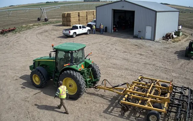 Outdoor workers under harsh midday sun with a heat-stress overlay, poor-practice and compliance monitoring