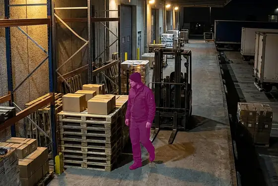 AI segmentation mask on after-hours site activity