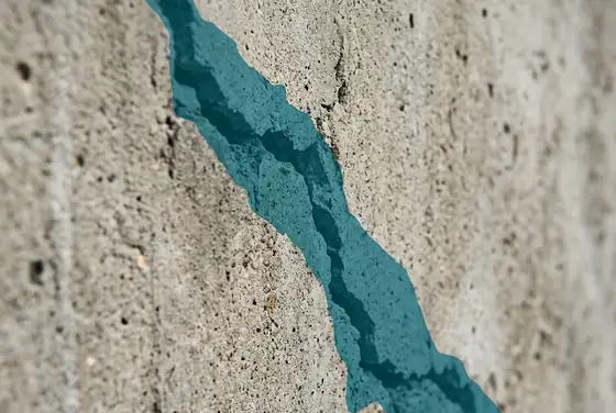AI segmentation mask on a concrete crack