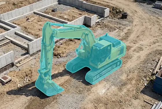 AI segmentation on a drone aerial progress scan