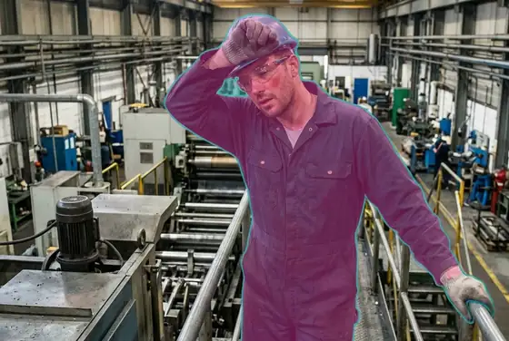 AI segmentation mask on a worker under heat stress