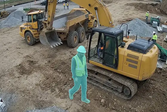 AI segmentation mask on heavy-equipment proximity