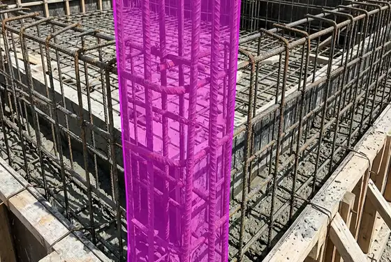 AI segmentation mask on misaligned rebar