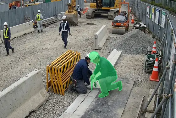 AI segmentation mask on a rework zone