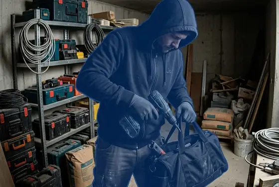 AI segmentation mask on material or tool theft