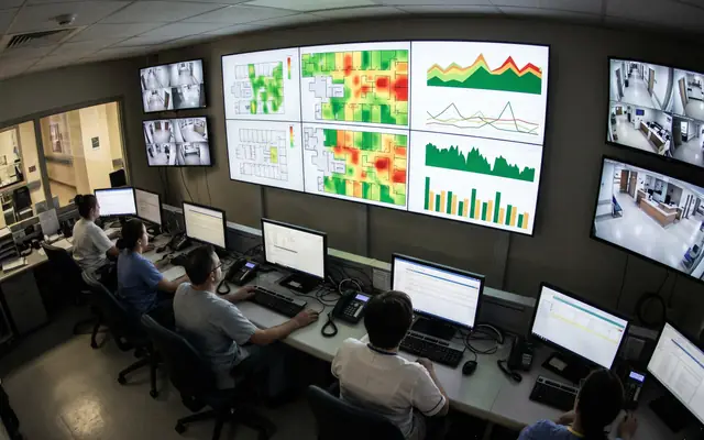 A screen showing a site map with colour-coded risk heat zones