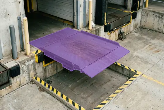 AI segmentation mask on a dock leveler left open with no trailer attached