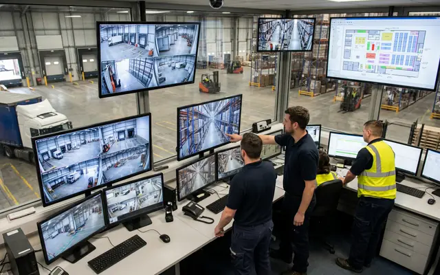 Flame and smoke highlighted by an AI segmentation mask, unsafe-condition detection