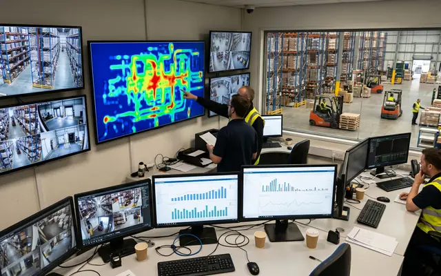 A screen showing a site map with colour-coded risk heat zones