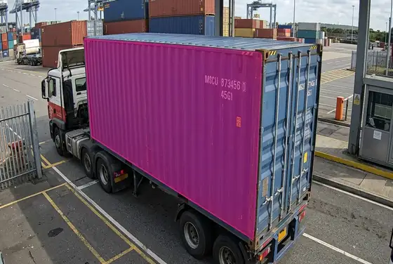 AI segmentation reading a container number on a chassis at the terminal gate