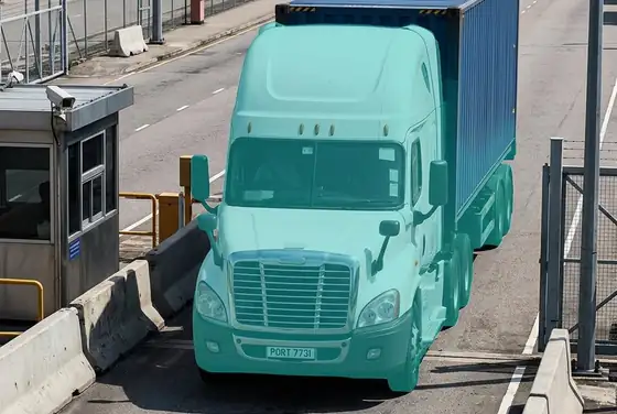AI segmentation reading a truck plate at a port gate ANPR camera