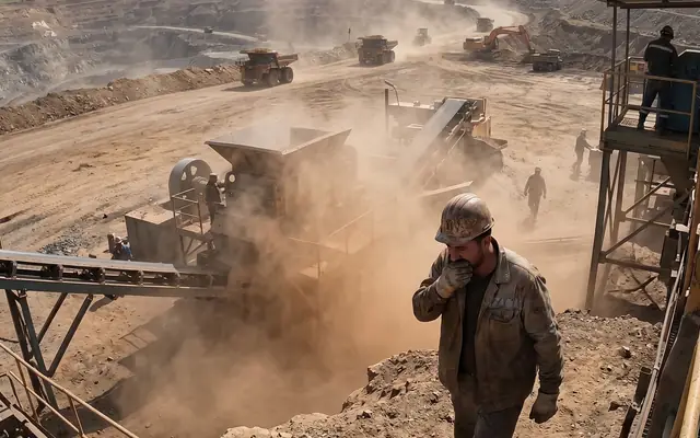 A bare-headed worker without a hard hat among colleagues wearing helmets on a construction site