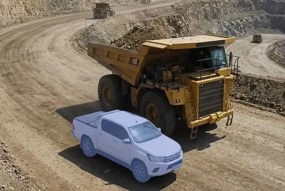 AI segmentation flagging light vehicle too close to a haul truck