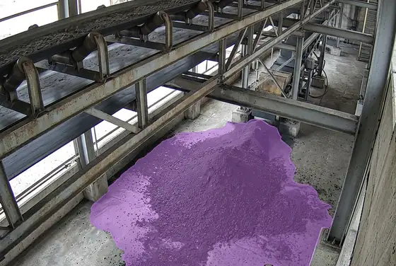 AI segmentation flagging spillage beneath a conveyor gallery