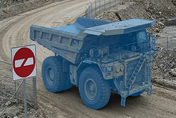 AI segmentation flagging a haul truck entering a no-entry zone