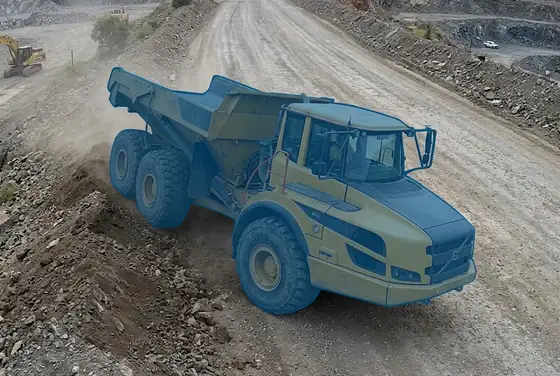 AI segmentation flagging a haul truck drifting off the haul road