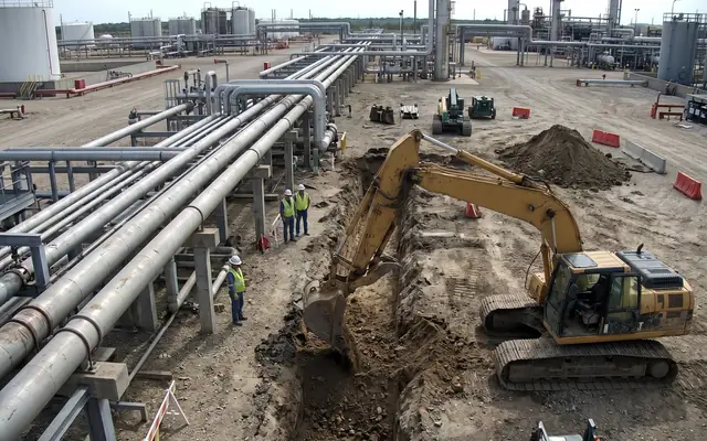 An open excavation trench with no barrier or fence around it