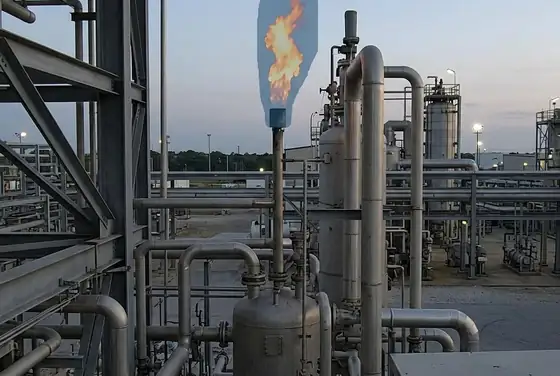 AI segmentation mask highlighting a flame on a process vessel relief line