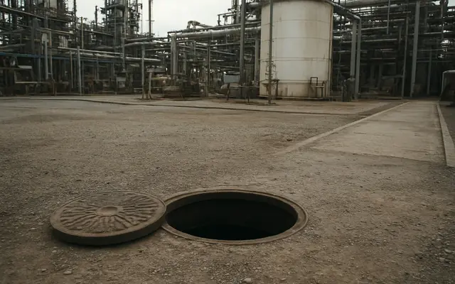 An open vessel manhole left uncovered with no attendant watching