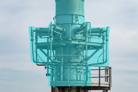 AI segmentation mask on a flare tip with no visible pilot flame