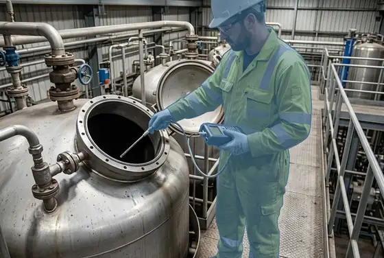 AI segmentation mask on a gas tester sampling atmosphere before vessel entry