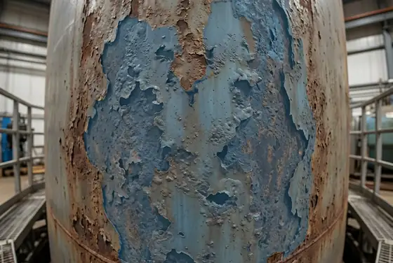 AI segmentation mask on shell corrosion and pitting on a storage tank wall