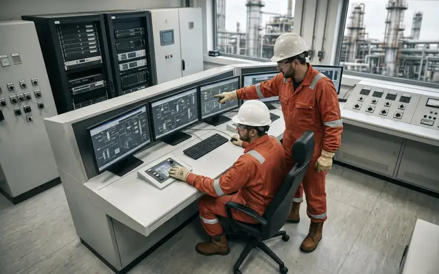 A worker with the FR suit and H2S monitor highlighted by separate segmentation masks