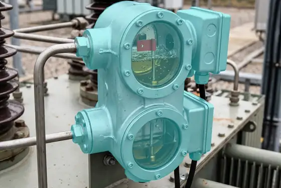 AI segmentation mask on an activated Buchholz relay indicator