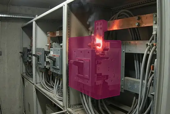 AI segmentation mask on a switchgear contact overheating
