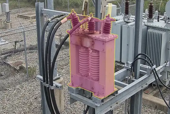 AI segmentation mask on a current transformer thermal anomaly