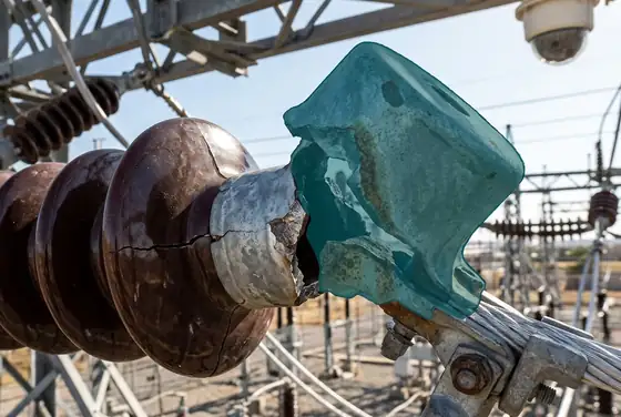 AI segmentation mask on a broken insulator cap end-fitting