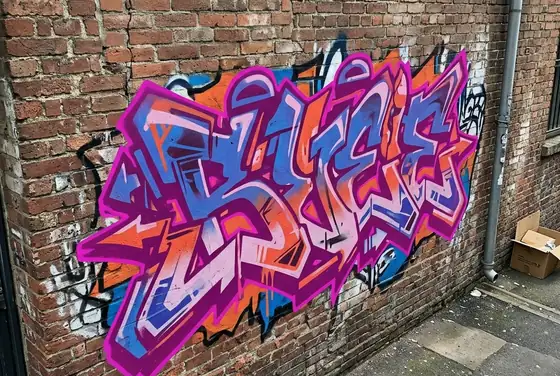 AI segmentation mask on a freshly sprayed graffiti tag on a building wall