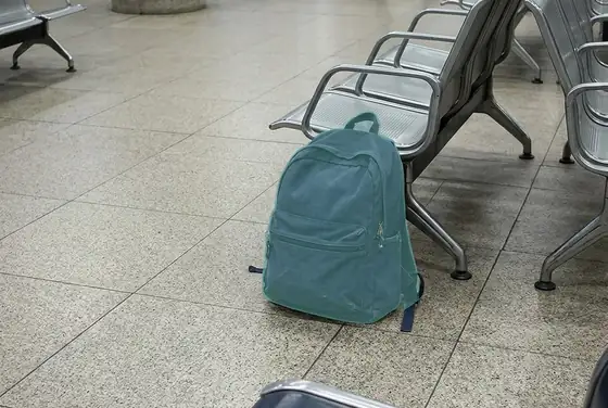 AI segmentation mask on an unattended bag in a common area