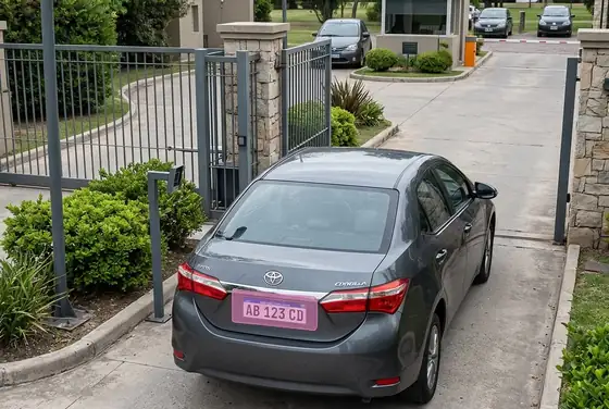 AI segmentation mask on a vehicle number plate being read at a community gate