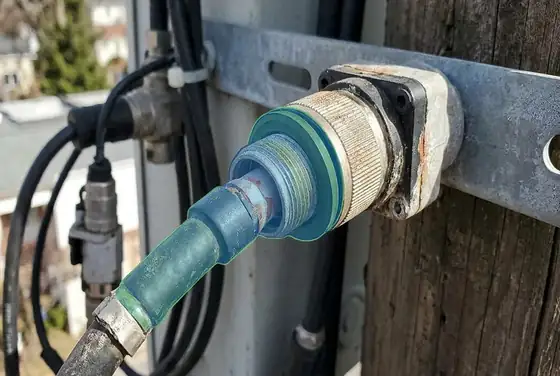 AI segmentation mask on a weather-seal lost at a feeder connector