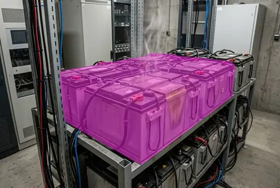 AI segmentation mask on an overheating telecom battery bank