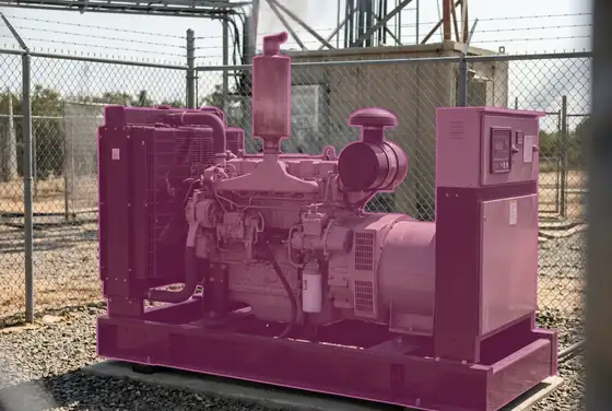 AI segmentation mask on a backup generator running hot at a tower compound
