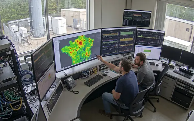 A screen showing a site map with colour-coded risk heat zones