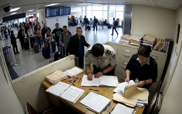 A cluttered site safety office desk covered with paper incident forms and clipboards