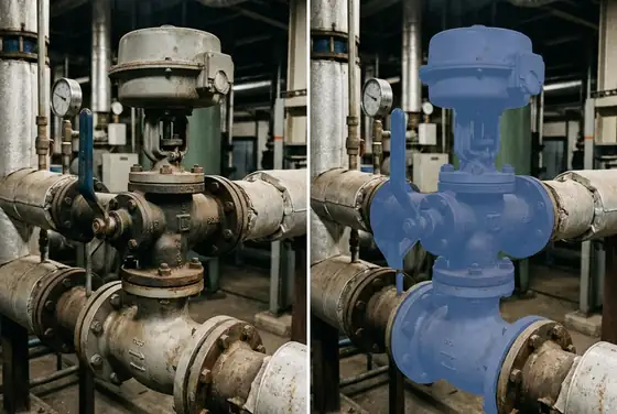 AI change-detection mask between two inspections