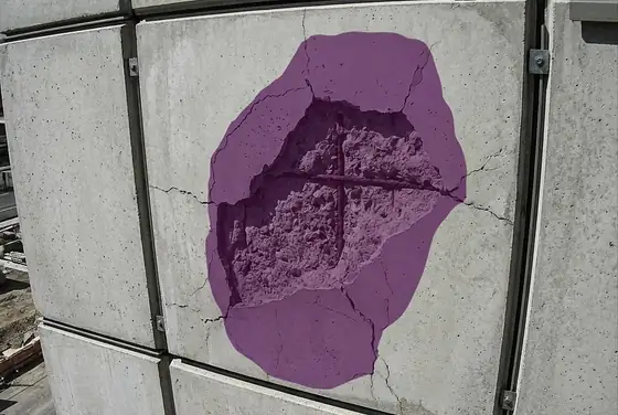 AI segmentation mask on a cladding defect