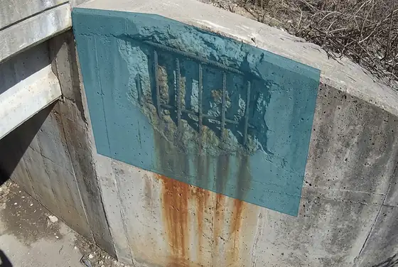 AI segmentation mask on rebar corrosion staining