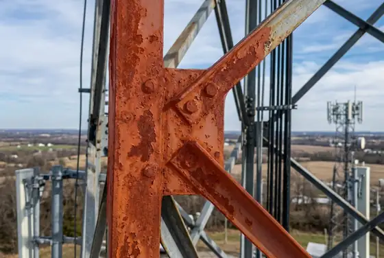 AI segmentation mask on telecom tower corrosion