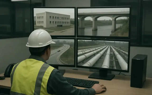 Flame and smoke highlighted by an AI segmentation mask, unsafe-condition detection
