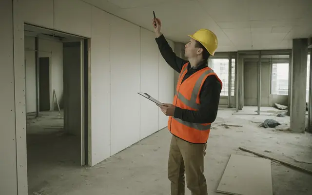 A bare-headed worker without a hard hat among colleagues wearing helmets on a construction site