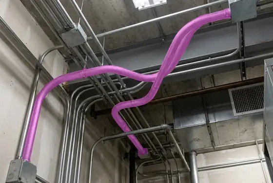 AI segmentation mask on misrouted electrical conduit
