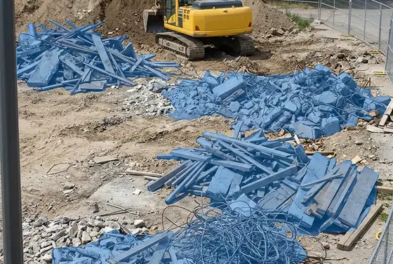 AI segmentation mask on construction debris